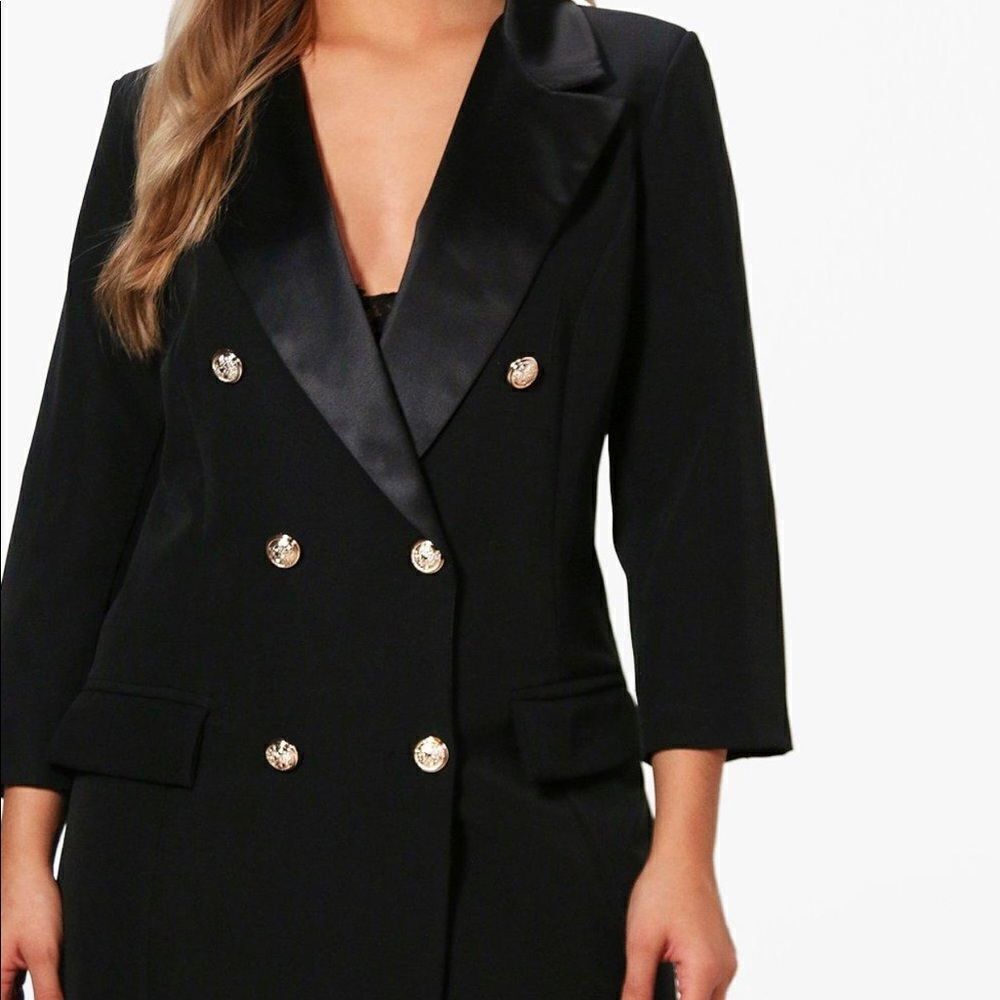 NWT Boohoo Plus Button Tuxedo Dress - Size: UK 20 - Picture 3 of 16